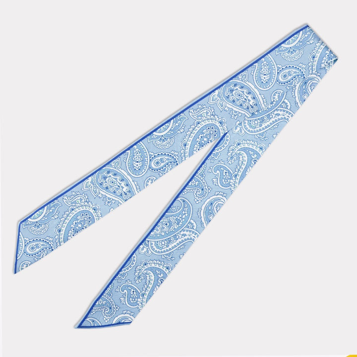Blue Paisley Skinny Silk Scarf
