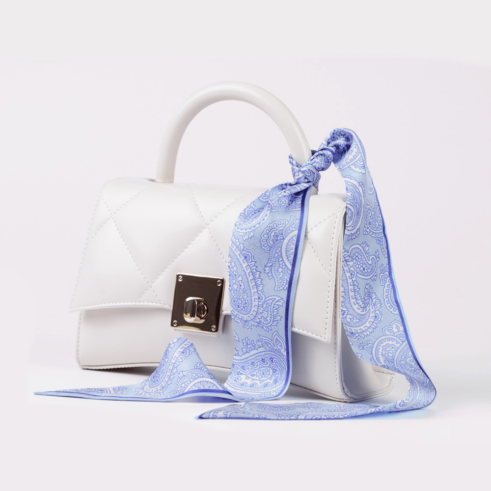 Blue Paisley Skinny Silk Scarf