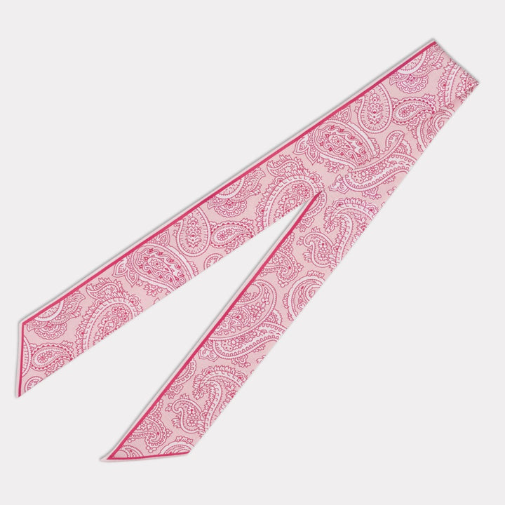 Pink Paisley Skinny Silk Scarf